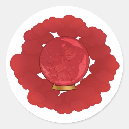 Ruby Rood Gebarsten Kristallen Bal Ronde Sticker (Voorkant)