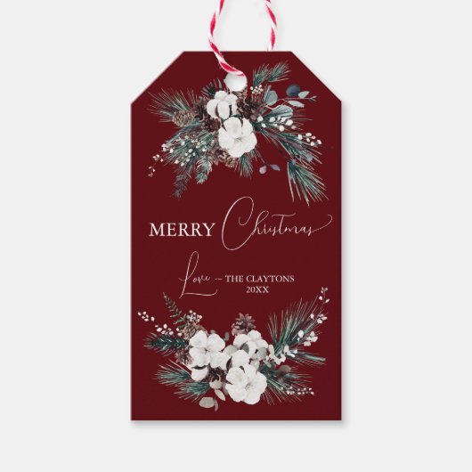 Ruby Rood Groen  Vrolijk Kerstfeest Cadeaulabel (Voorkant)