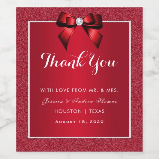 Ruby Rood & Stijlvolle Gem Bruiloft Favor Wijn Etiket (Enkel label)