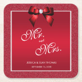 Ruby Rood & Stijlvolle Gem Bruiloft Kartonnen Onderzetters (Voorkant)