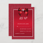 Ruby Rood & Stijlvolle Gem Bruiloft RSVP Kaartje (Voorkant / Achterkant)