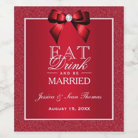 Ruby Rood & Stijlvolle Gem Bruiloft Wijn Etiket (Enkel label)