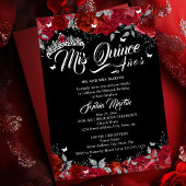 Ruby Roos Mis Quince Rood Zilver Zwart Quinceanera Folie Uitnodiging
