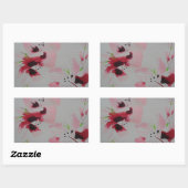 Ruby, roze en limoen abstracte bloemenspray rechthoekige sticker (Vel)