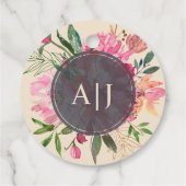 Ruby Roze Pioen Bloem Botanische Ivoor Huwelijk Bedankjes Labels (Achterkant)