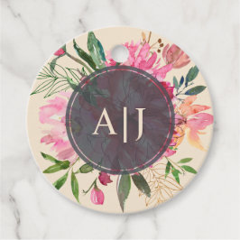 Ruby Roze Pioen Bloem Botanische Ivoor Huwelijk Bedankjes Labels