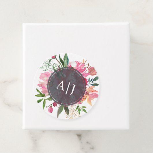 Ruby Roze Pioen Bloemige Botanische Bruiloft Bedankjes Labels (In situ)