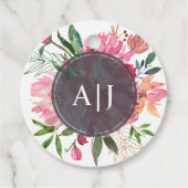 Ruby Roze Pioen Bloemige Botanische Bruiloft Bedankjes Labels (Voorkant)