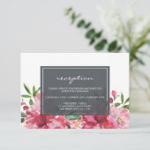 Ruby Roze Pioen Bloemige Botanische Trouw Informatiekaartje (Staand voorkant)