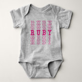 Ruby Schattige Roze Custom Girly Naam Romper (Voorkant)