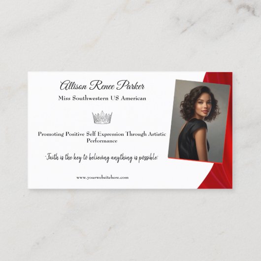 Ruby Shine Pageant Visitekaartje (Achterkant)