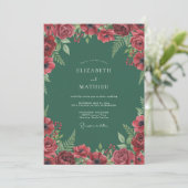 Ruby Smaragdgroen Blad Eucalyptus Bruiloft Kaart (Staand voorkant)