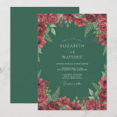 Ruby Smaragdgroen Blad Eucalyptus Bruiloft Kaart (Voorkant / Achterkant)