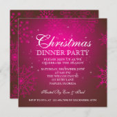 Ruby Sneeuwvlokken Kerst Diner Party Uitnodiging (Voorkant / Achterkant)