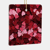 Ruby Sparkle Heart Confetti Cascade Valentine's Keramisch Ornament (Rechts)