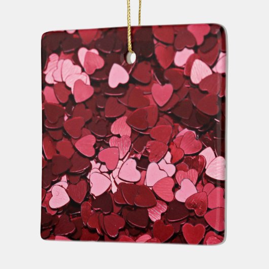 Ruby Sparkle Heart Confetti Cascade Valentine's Keramisch Ornament (Links)