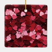 Ruby Sparkle Heart Confetti Cascade Valentine's Keramisch Ornament (Achterkant)