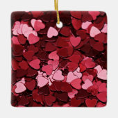 Ruby Sparkle Heart Confetti Cascade Valentine's Keramisch Ornament (Voorkant)