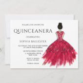 Ruby Sparkle Princess Dress Quinceanera Party Kaart (Achterkant)