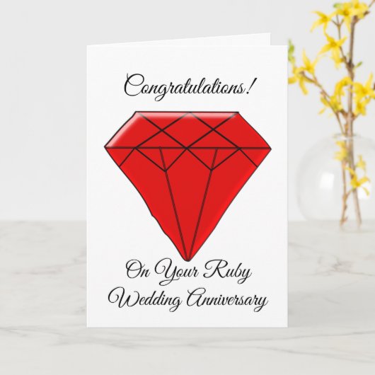 Ruby Specialized 40th Wedding Jubileum Kaart (Gele Bloem)