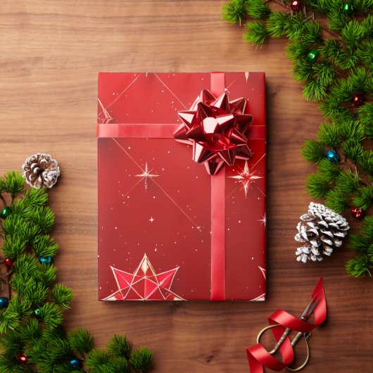 Ruby Star Gem Wrapping Paper Cadeaupapier (Feestdagen Geschenken)