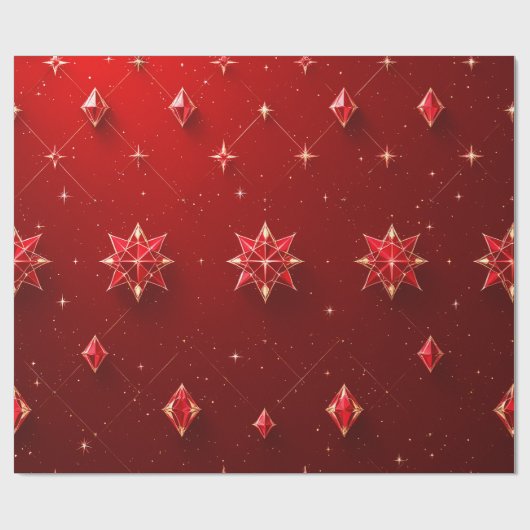 Ruby Star Gem Wrapping Paper Cadeaupapier (Vlak)