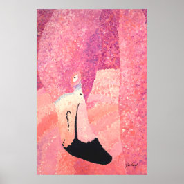 Ruby the Big Head Flamingo - alleen Dahl Poster