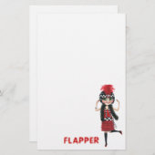 Ruby the Roaring '20s Flapper Stationery Briefpapier (Voorkant / Achterkant)