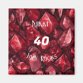 Ruby-thema juli Verjaardag Jubileum Custom Name Magneet (Voorkant)