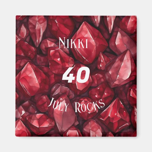 Ruby-thema juli Verjaardag Jubileum Custom Name Magneet (Voorkant)