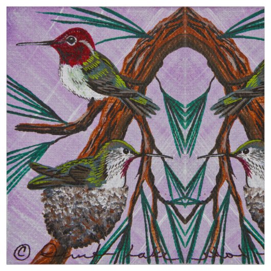 Ruby Throat-ed Hummingbird Stof (Swatch)