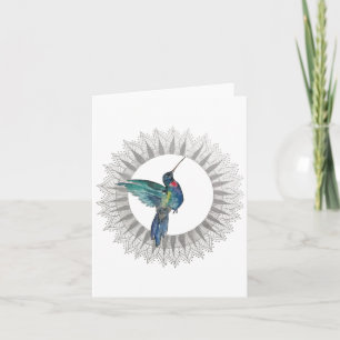 Ruby Throat Hummingbird Foltering Note Card Kaart