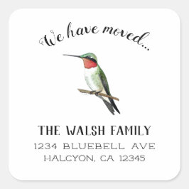 Ruby-throated Hummingbird adreswijziging Vierkante Sticker