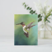 Ruby Throated Hummingbird Art Briefkaart (Staand voorkant)