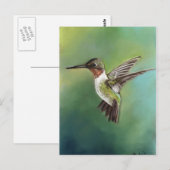 Ruby Throated Hummingbird Art Briefkaart (Voorkant / Achterkant)