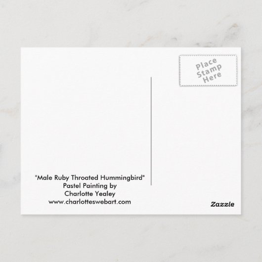 Ruby Throated Hummingbird Art Briefkaart (Achterkant)
