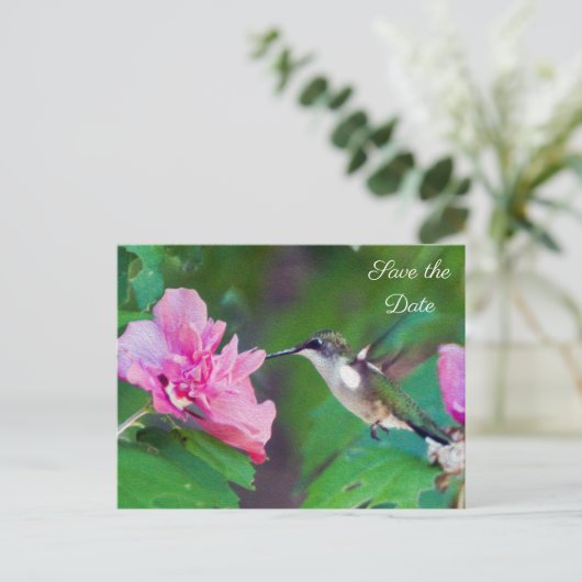 Ruby Throated Hummingbird Bewaar de datum Briefkaa Aankondigingskaart (Staand voorkant)
