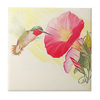  ruby Throated Hummingbird Bird Tile Tegeltje