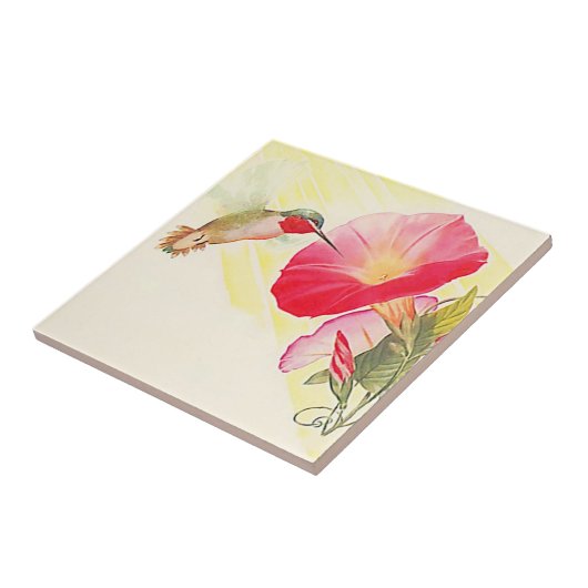  ruby Throated Hummingbird Bird Tile Tegeltje (Zijkant)