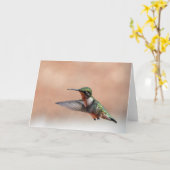 Ruby Throated Hummingbird Blank Note Card Kaart (Gele Bloem)