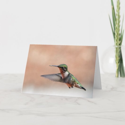 Ruby Throated Hummingbird Blank Note Card Kaart (Voorkant)