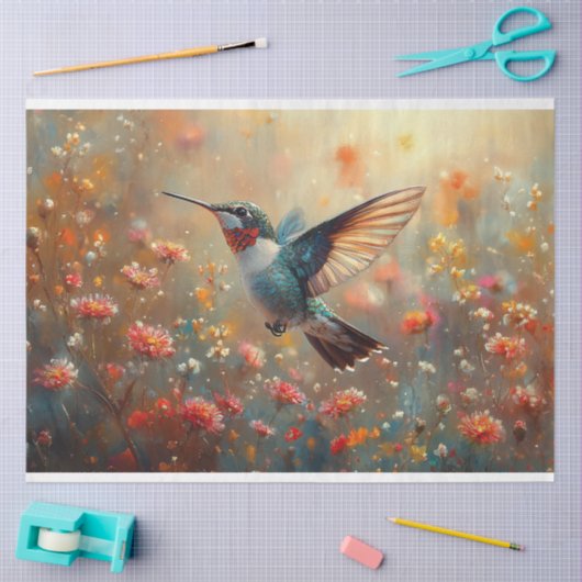 Ruby-Throated Hummingbird Bloemen Decoupage Tissuepapier (Craft)