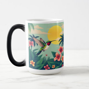 Ruby-Throated Hummingbird Bloemen Illustratie Magische Mok