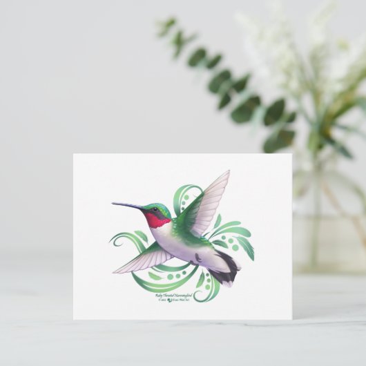 Ruby Throated Hummingbird Briefkaart (Staand voorkant)