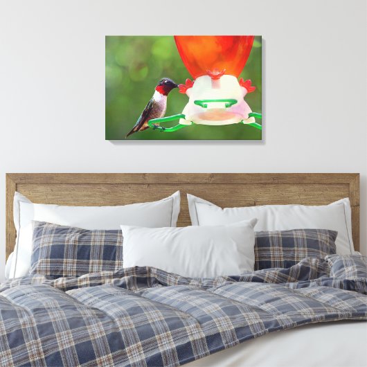 Ruby Throated Hummingbird Canvas Afdruk (Insitu (Slaapkamer))