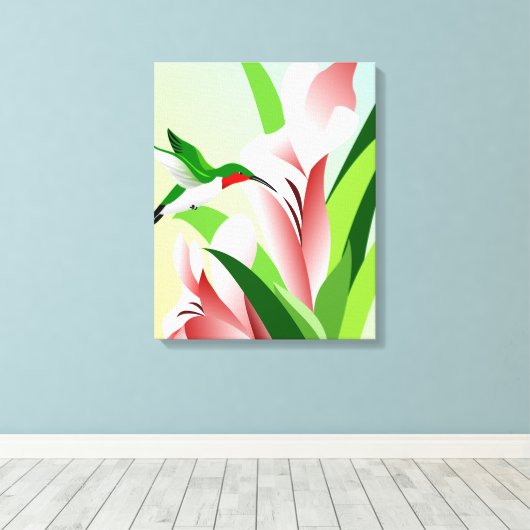 Ruby-throated Hummingbird Canvas Afdruk (Insitu (Houten vloer))