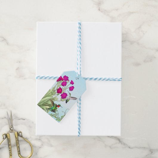 Ruby Throated Hummingbird Couple Gift Labels Cadeaulabel (Met Touw)