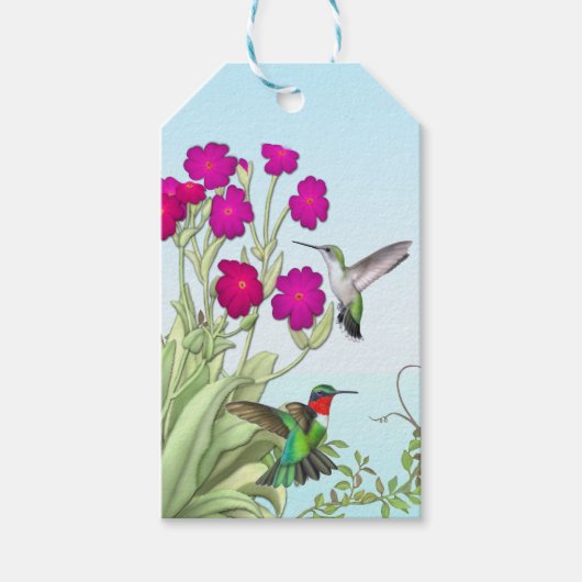 Ruby Throated Hummingbird Couple Gift Labels Cadeaulabel (Voorkant)