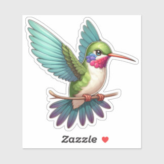 Ruby-Throated Hummingbird Custom-Cut Vinyl Sticker