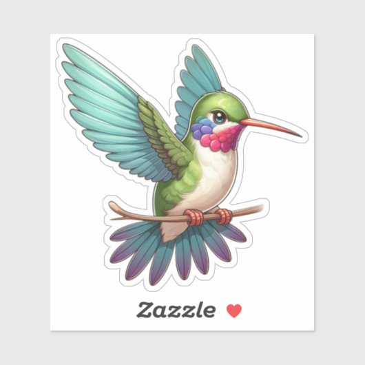 Ruby-Throated Hummingbird Custom-Cut Vinyl Sticker (Vel)